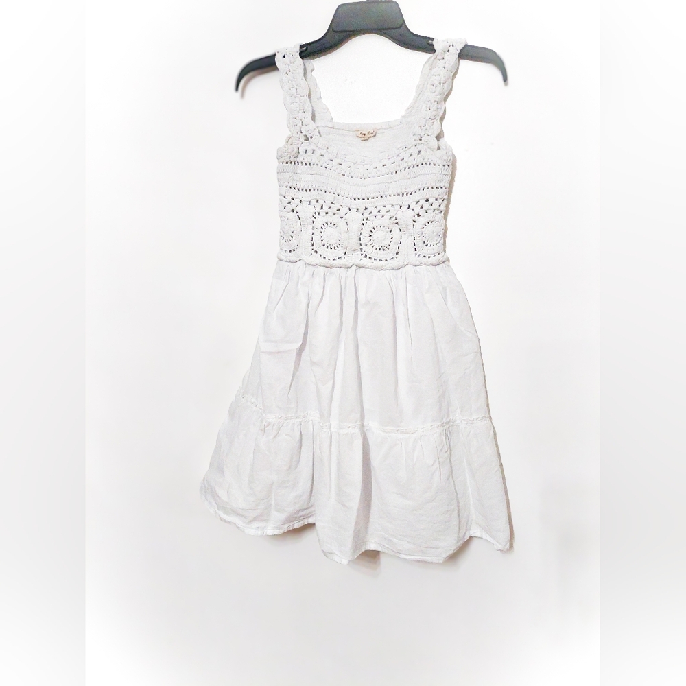 Boho White Sleeveless Crochet Top Sundress